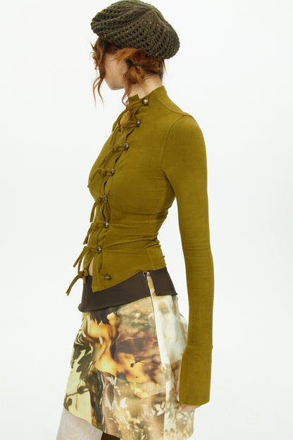 Moss Green Long Sleeve Knit Top