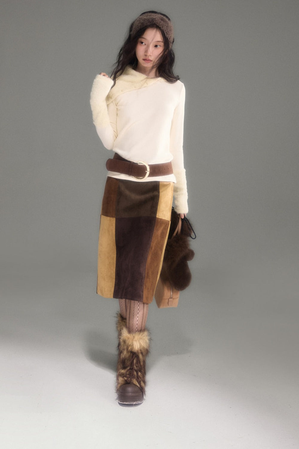 Slim Fit Plush Diagonal Lapel Knit Top