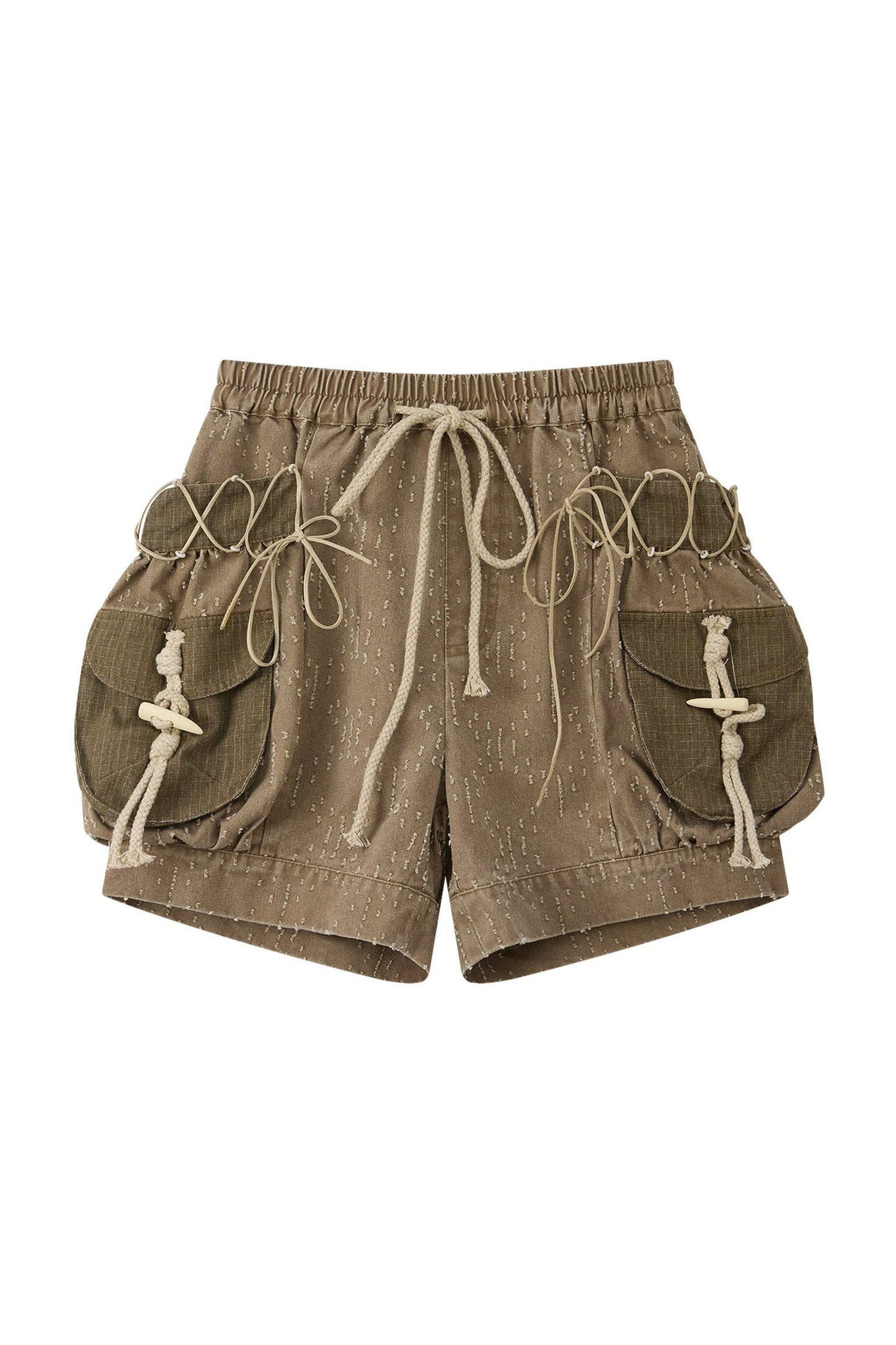 Short déchiré à cordon de serrage