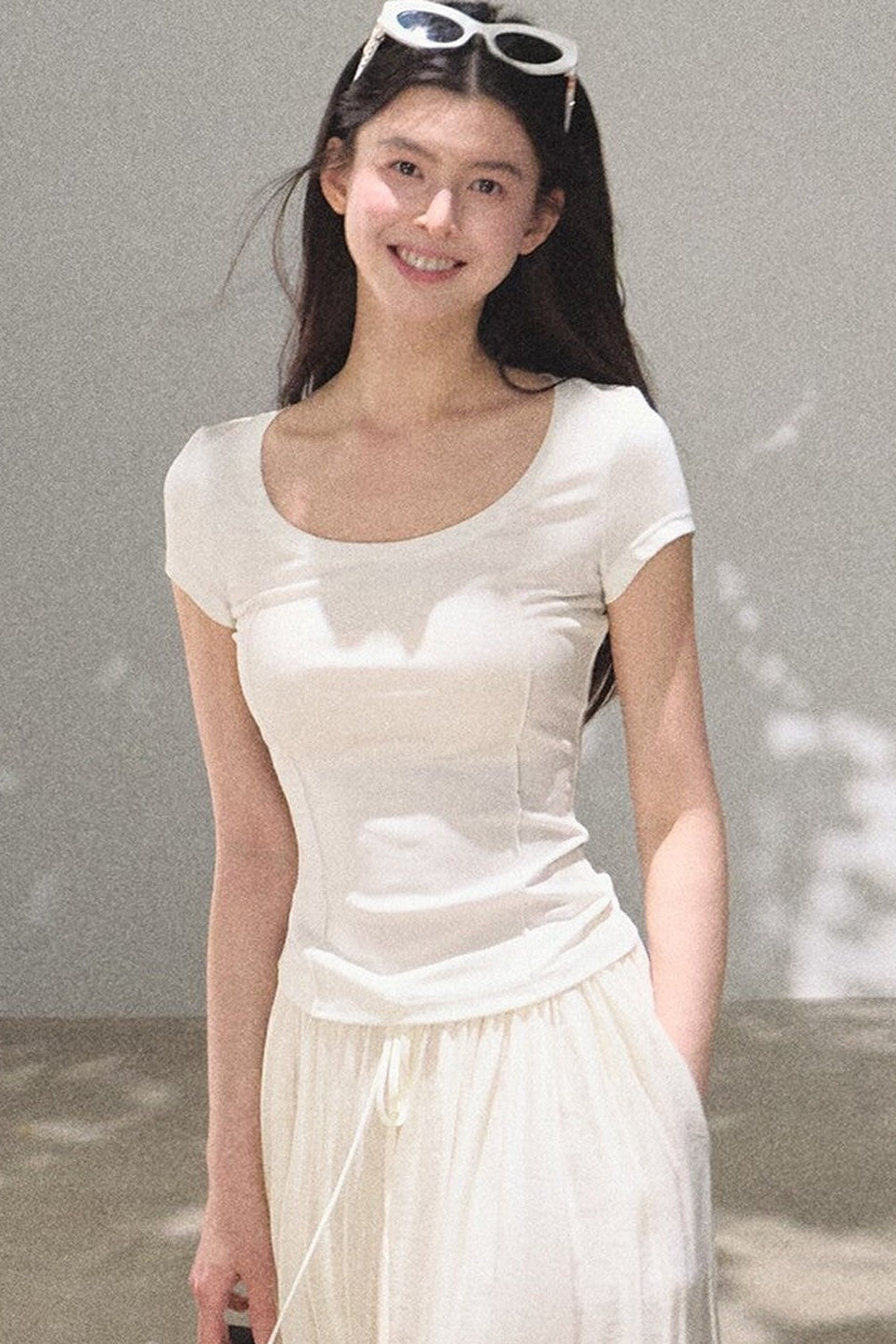Lyocell V-Neck Short Sleeve Top