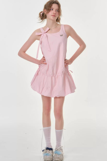 Peach Soda Lace-Up Camisole Dress
