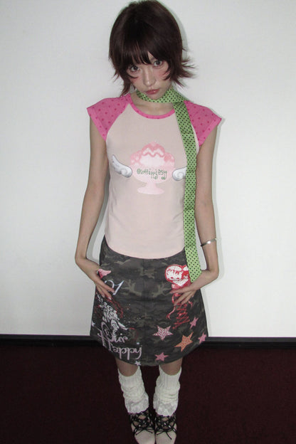 Graffiti Camouflage Midi Skirt