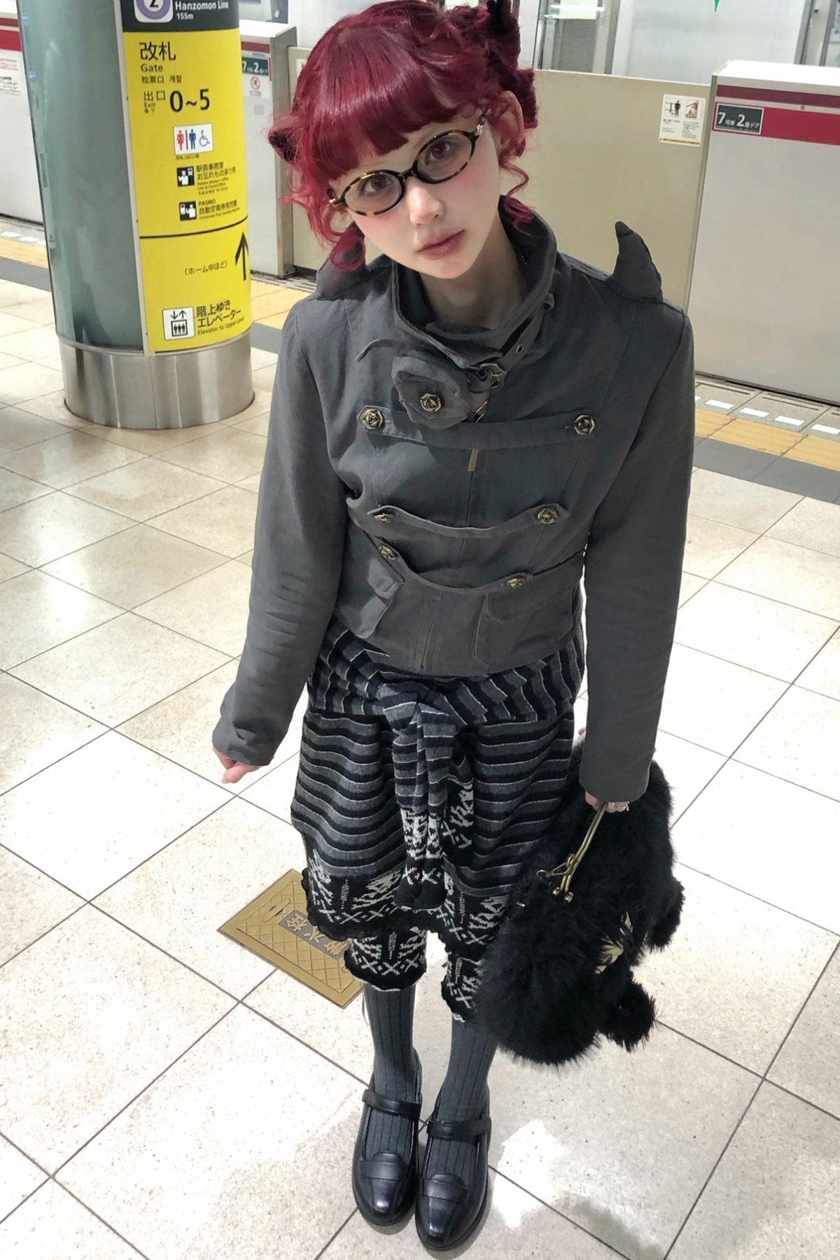 Skull Striped Lace-Up Skirt