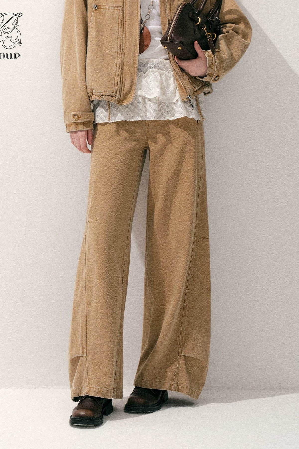 Khaki Straight-Leg Cargo Pants