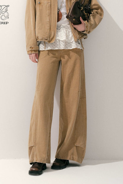 Khaki Straight-Leg Cargo Pants