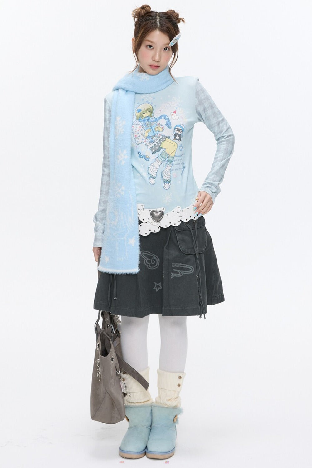 Octopus Grass Half-Turtleneck Top
