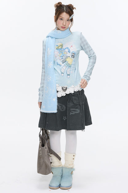 Octopus Grass Half-Turtleneck Top