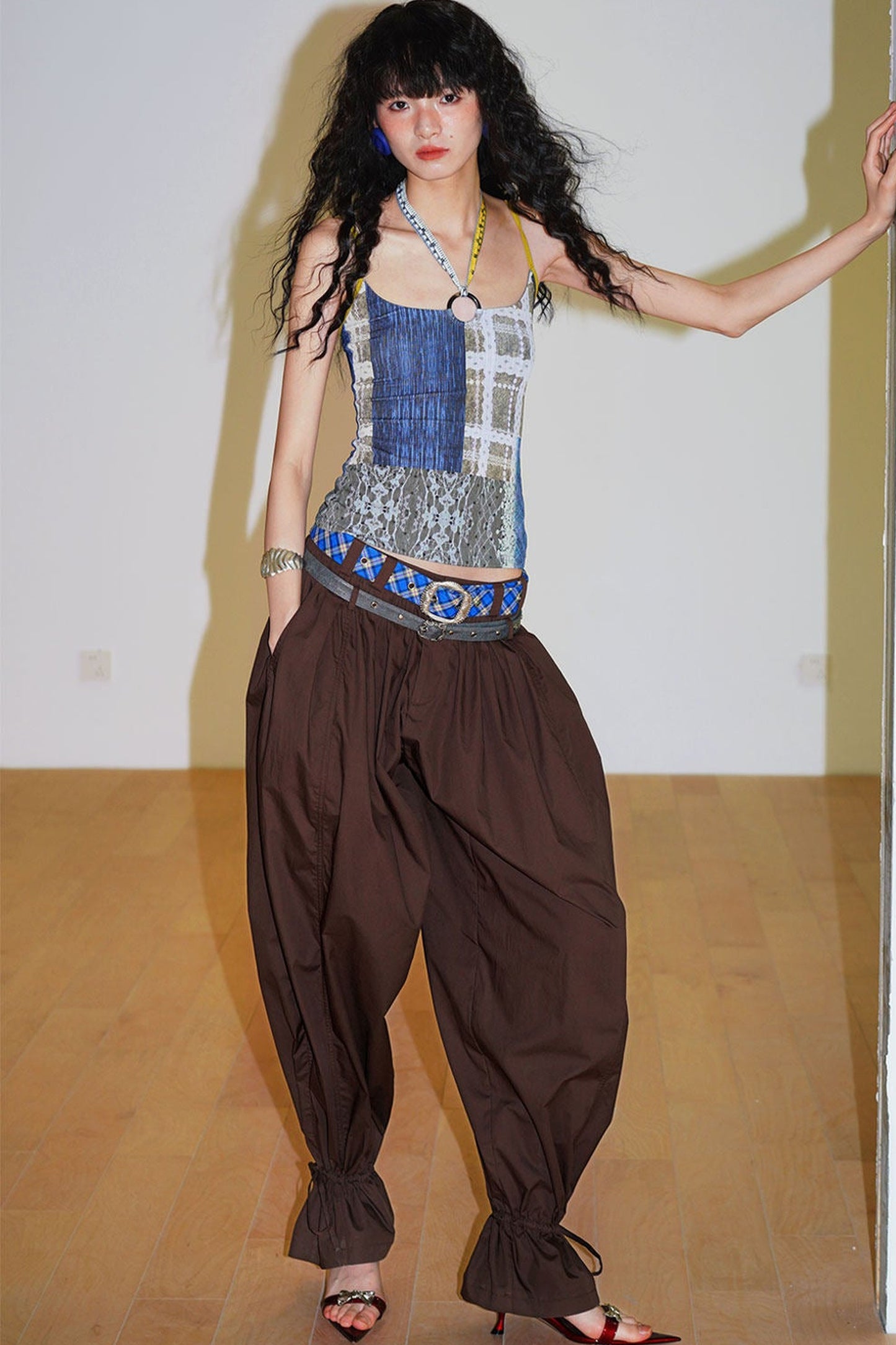 Retro Print Halter Camisole Top