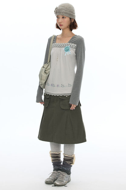 Striped Patchwork Lace Top
