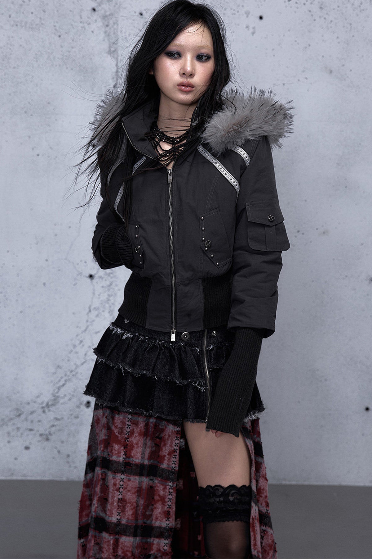 Hooded Fur Collar Parka Outer