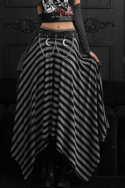 Convertible Asymmetrical Stripe Skirt
