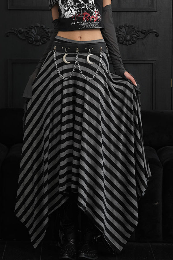 Convertible Asymmetrical Stripe Skirt