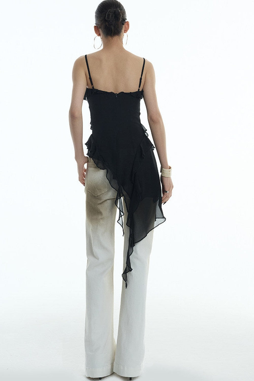 Distressed Gradient Low-Waist Jeans