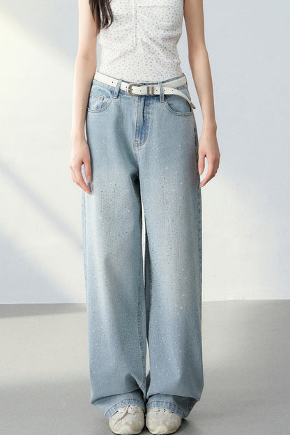 Starry Sky Rhinestone Denim Pants