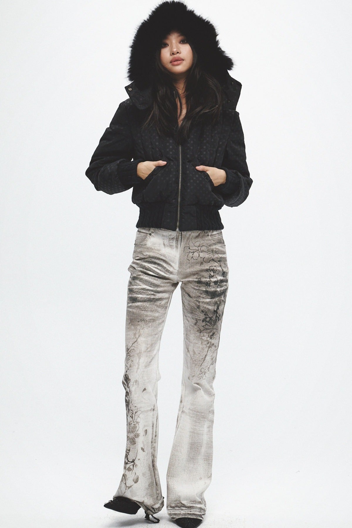 Short Fur Hooded Down Jacket