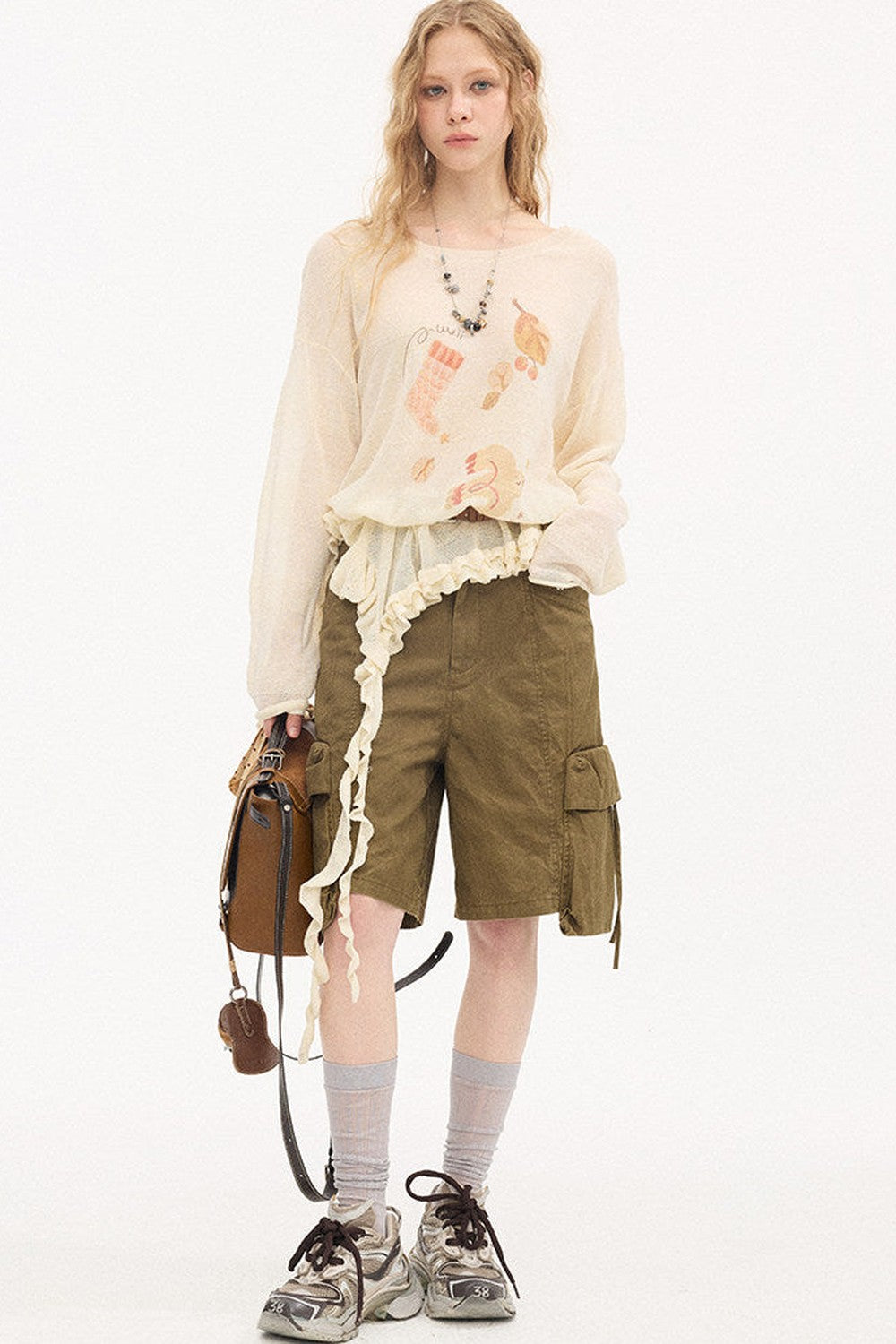 Khaki Washed Multi-Pocket Shorts