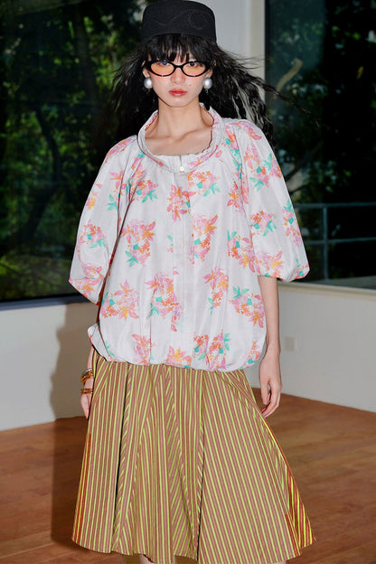 Semi-Sheer Printed Sun Top