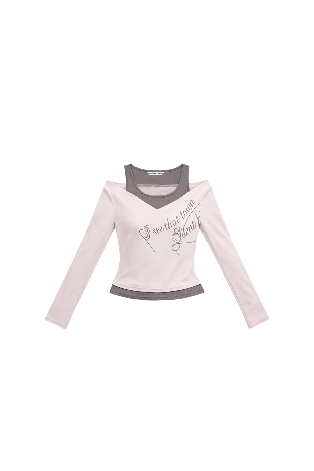 Layered-Look Letter Print Top and Skirt Set-Up