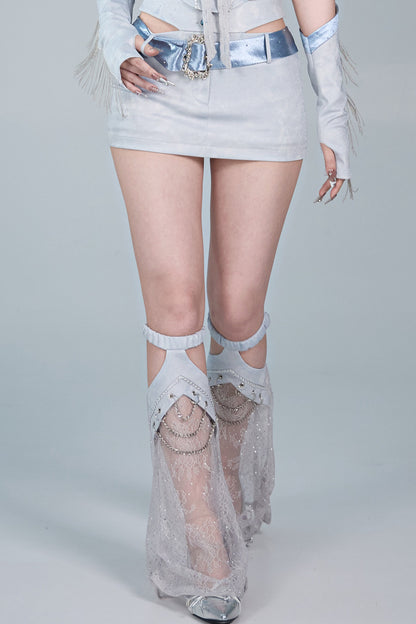 Y2K Rhinestone Lace Chain Leg Warmers
