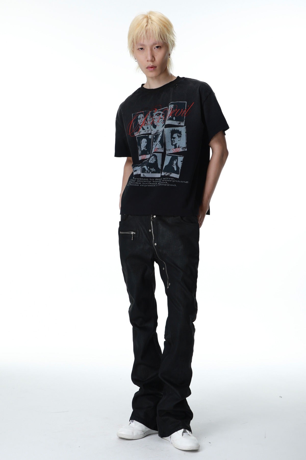 Distressed Grid Portrait T-Shirt