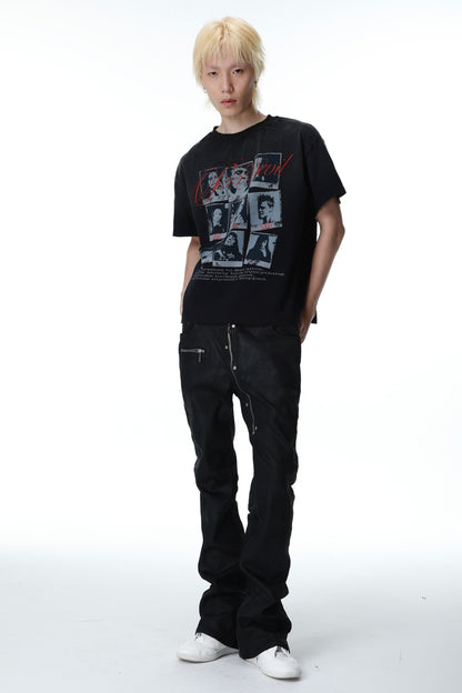 Distressed Grid Portrait T-Shirt
