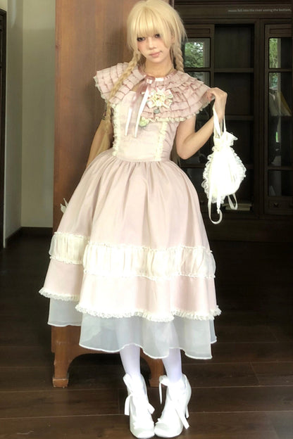 Pink Lace Embroidered Dress Set-Up