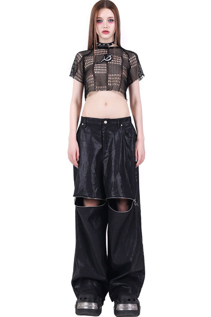 Geometric Mesh Rock Crop T-Shirt