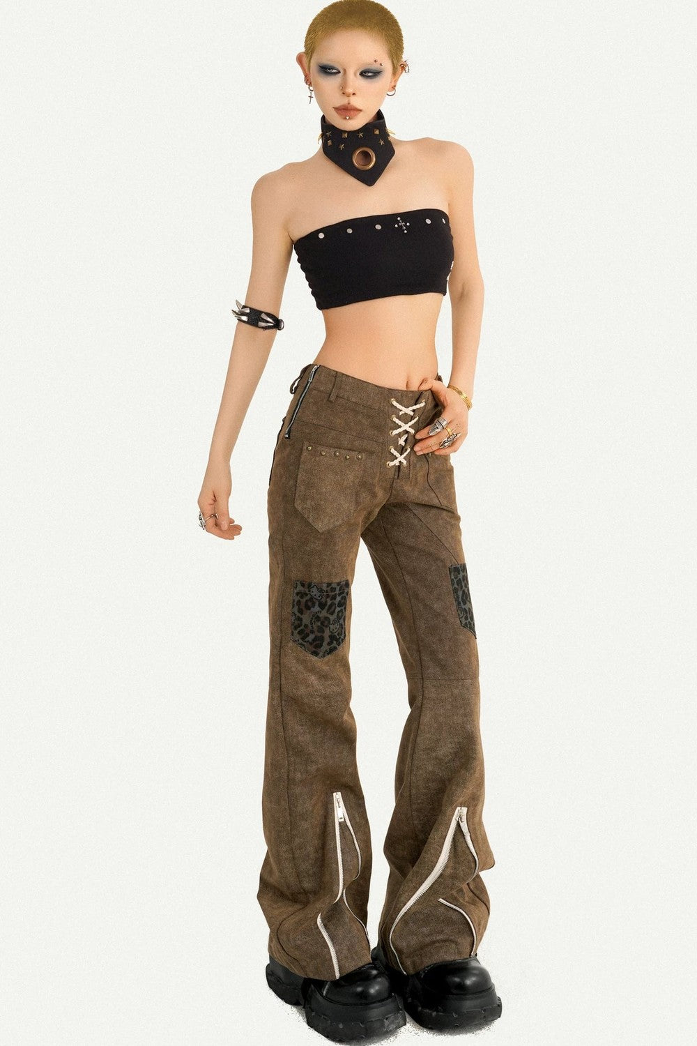 Punk High Waist Zipper Pants