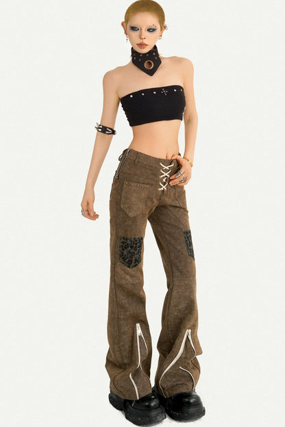 Punk High Waist Zipper Pants