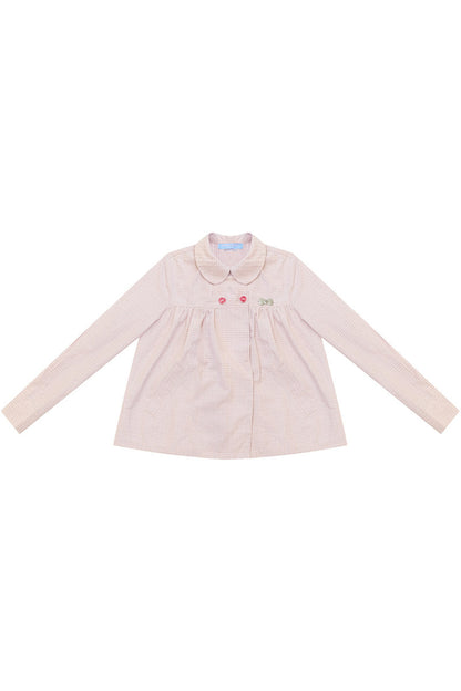 Pink Plaid Doll Collar Shirt