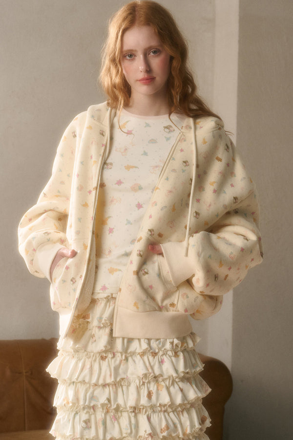 Playful Print Sweatshirt and Cake Skirt Set-Up