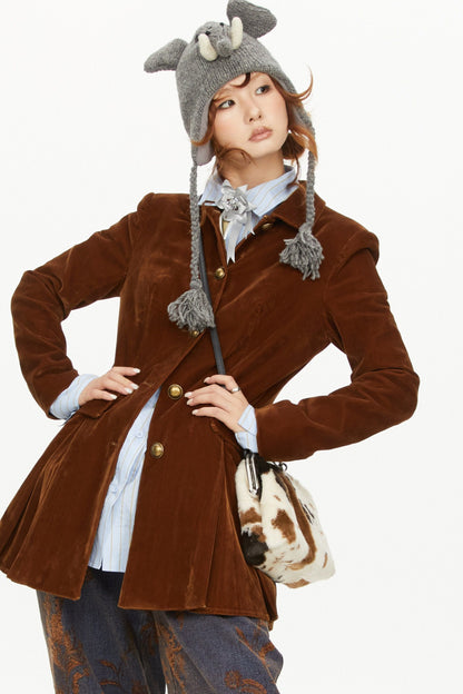 Brown A-Line Long Coat