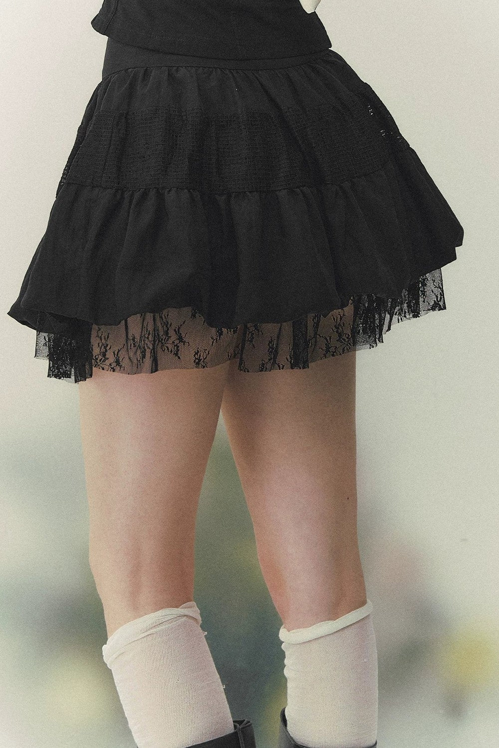 Retro Lace Tiered Skirt