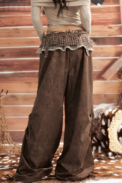 Plaid Tie-Waist Wide Leg Pants
