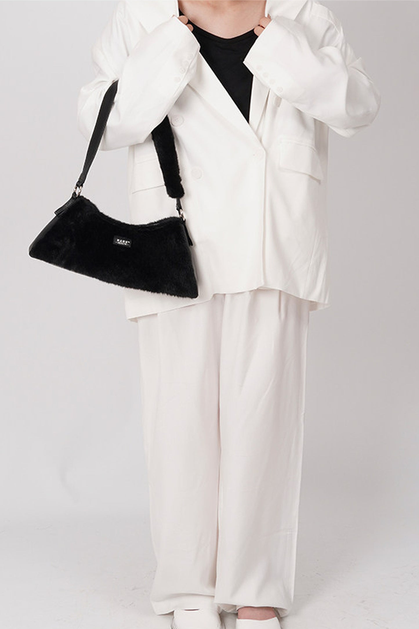 Solid Color Fur Underarm Crossbody Shoulder Bag