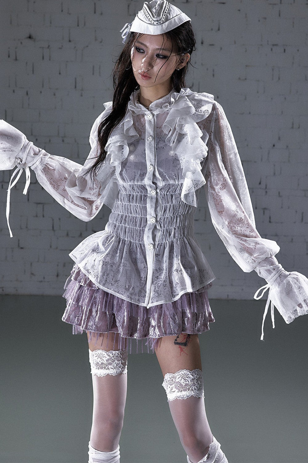 Lace Ruffle Collar Blouse