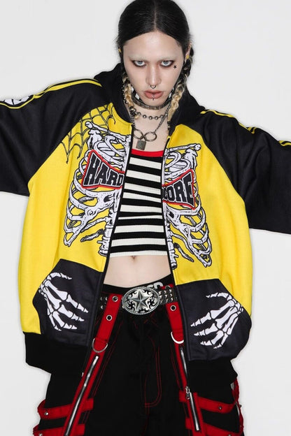 Skeleton Ribcage Hooded Zipper Jacket