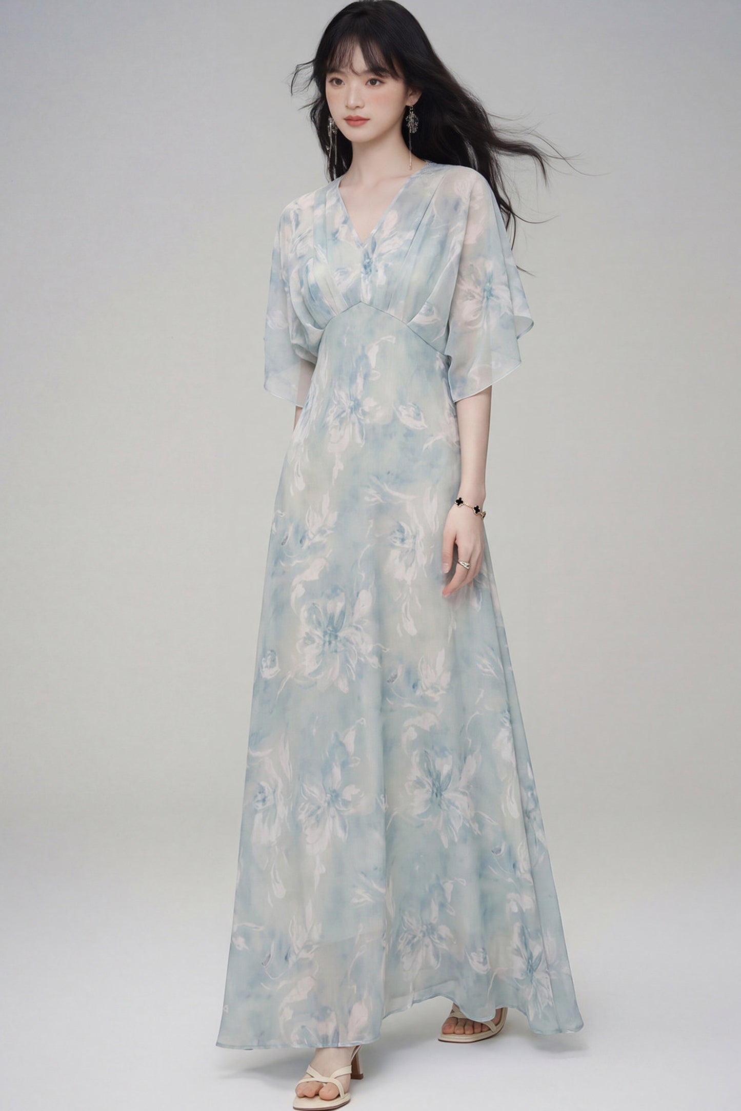 Pink Lotus Gradient Floral Dress