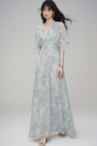 Pink Lotus Gradient Floral Dress