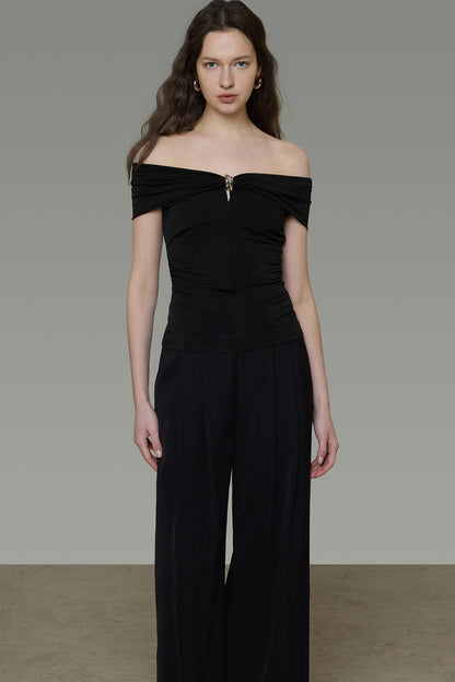 French Twist Knot Off-Shoulder Top