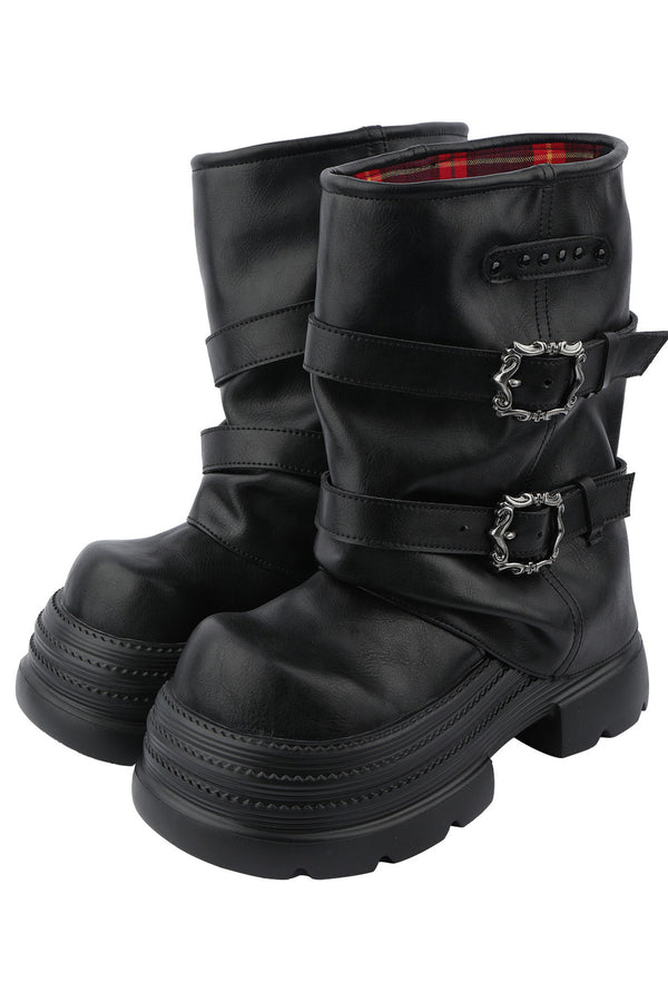 Y2K Stacked Mid-Calf Boots