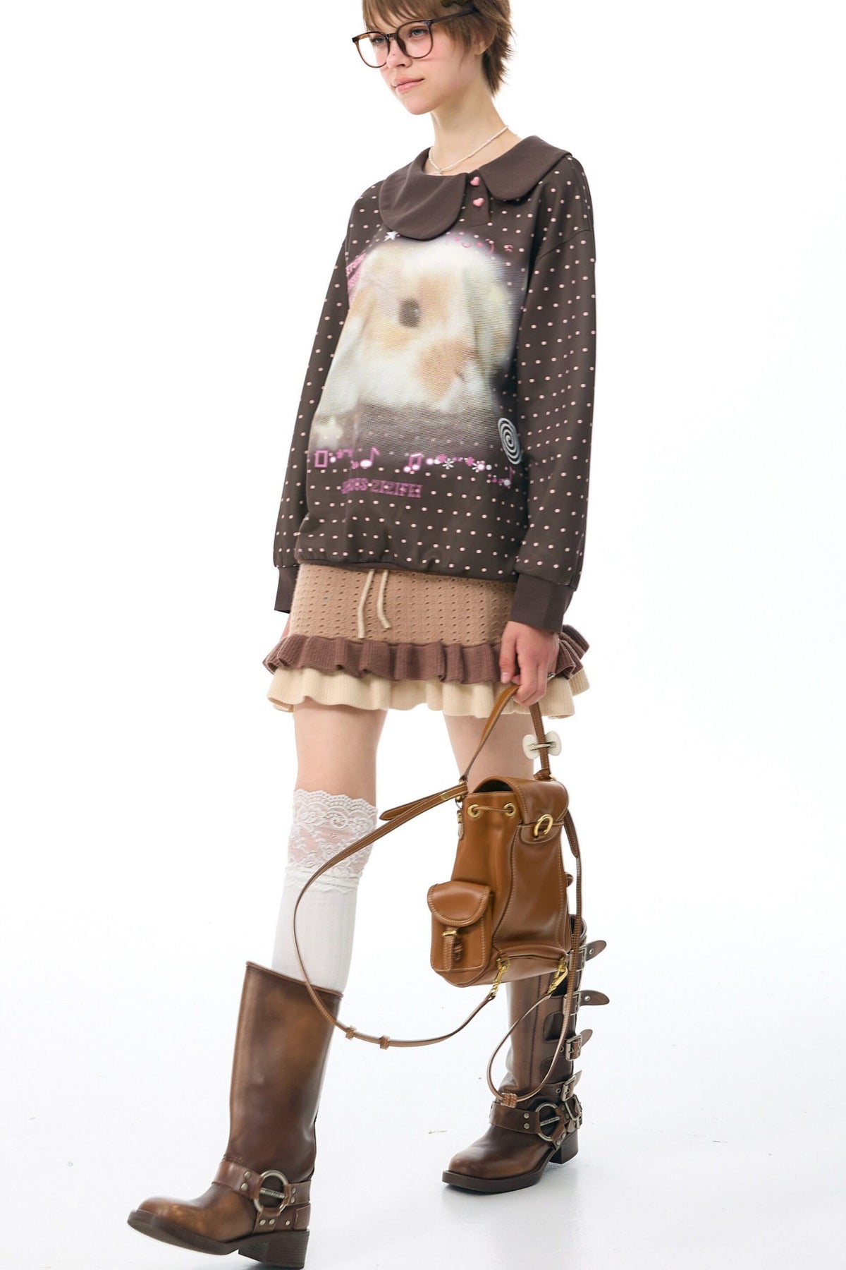 Rabbit Print Polka Dot Sweatshirt