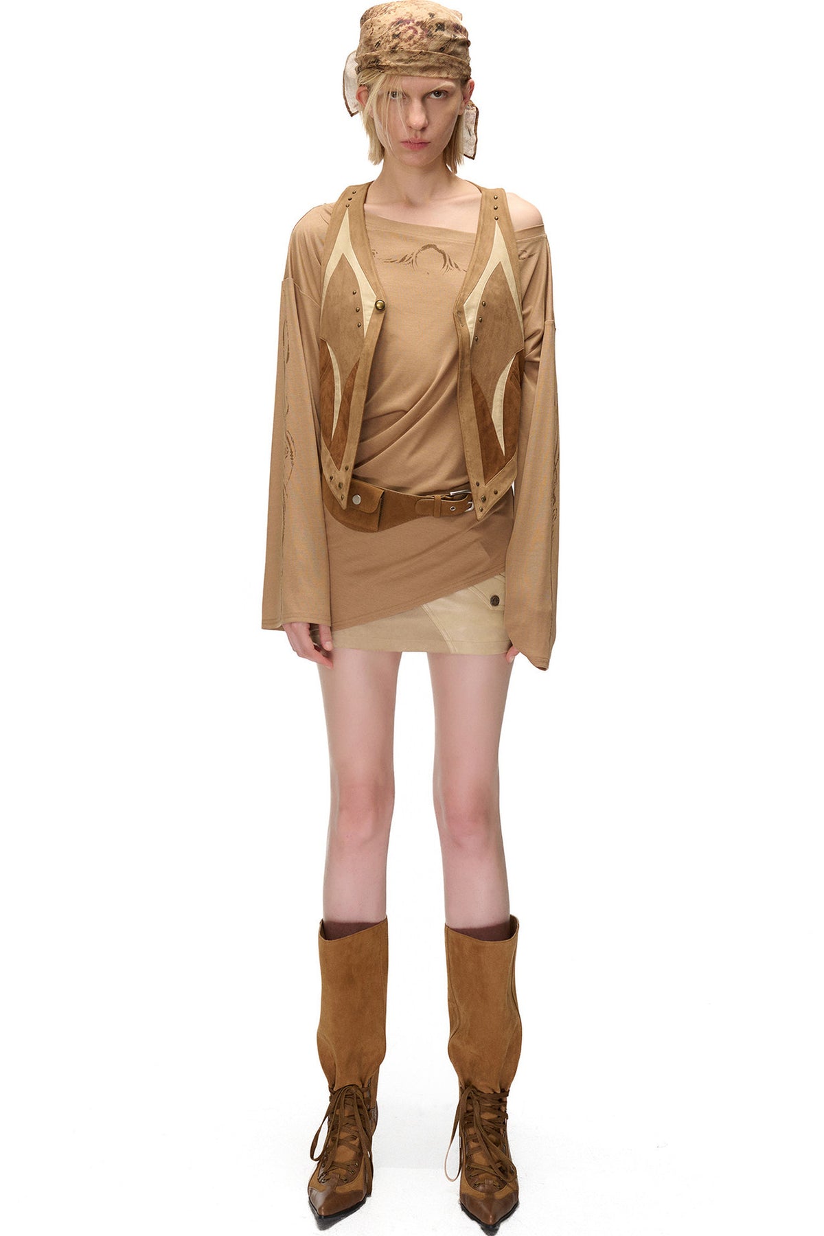 Faux Suede Patchwork Vest