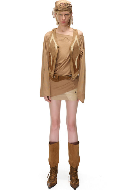 Faux Suede Patchwork Vest