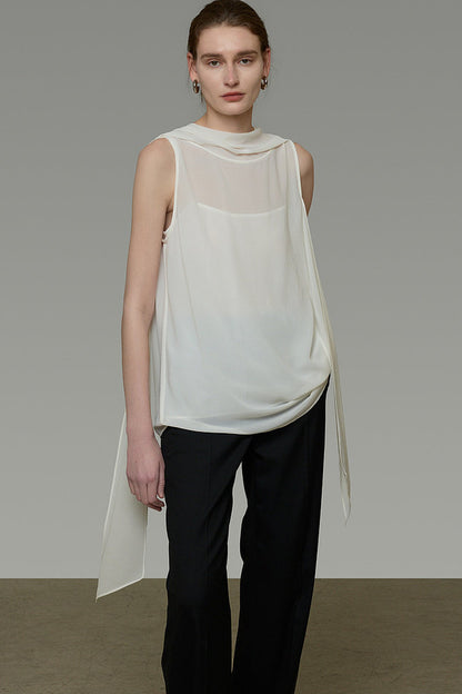 French Ribbon Sleeveless Top