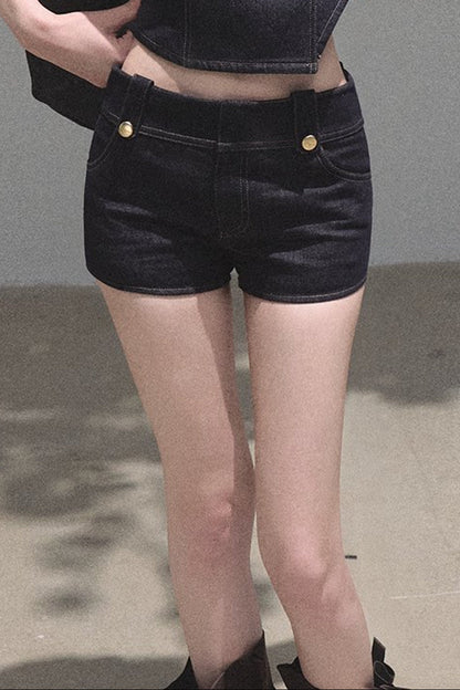Retro Denim Waist-Cinching Dress Set-Up
