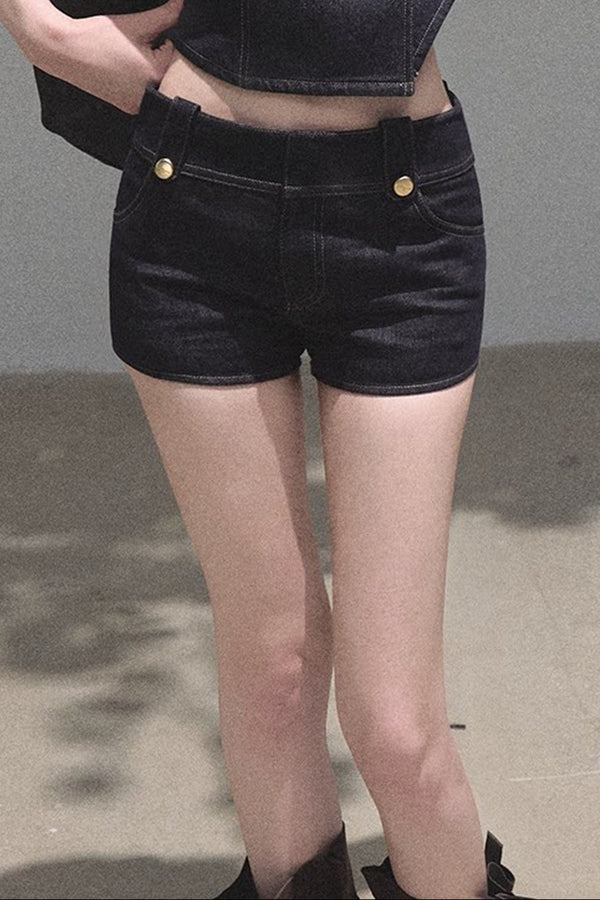 Retro Denim Waist-Cinching Dress Set-Up