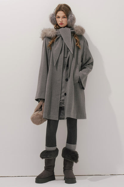 Fur Collar Wool Coat