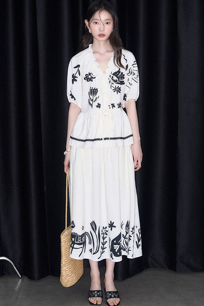 Floral Pony Linen Skirt