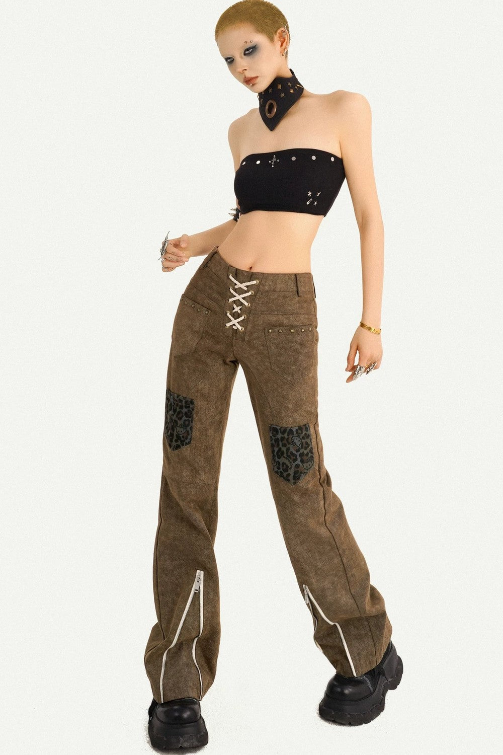 Punk High Waist Zipper Pants